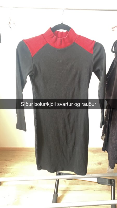 Síður bolur/kjóll m/rauðu